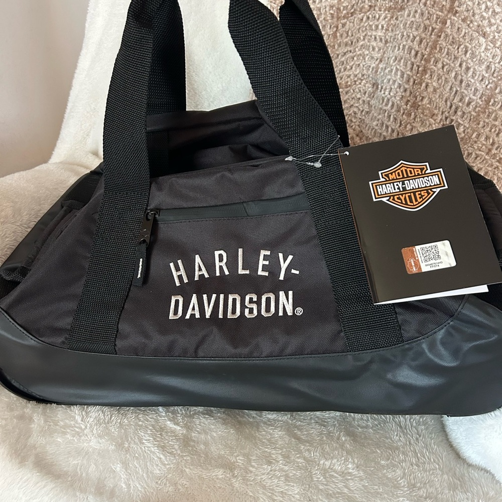 Harley-Davidson Black and White Duffel Bag with Logo